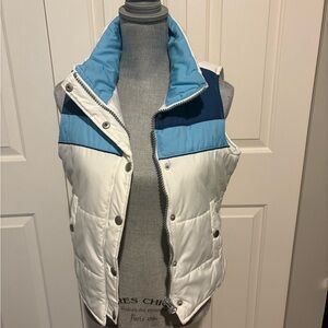 Stylish White and Blue Puffer Vest